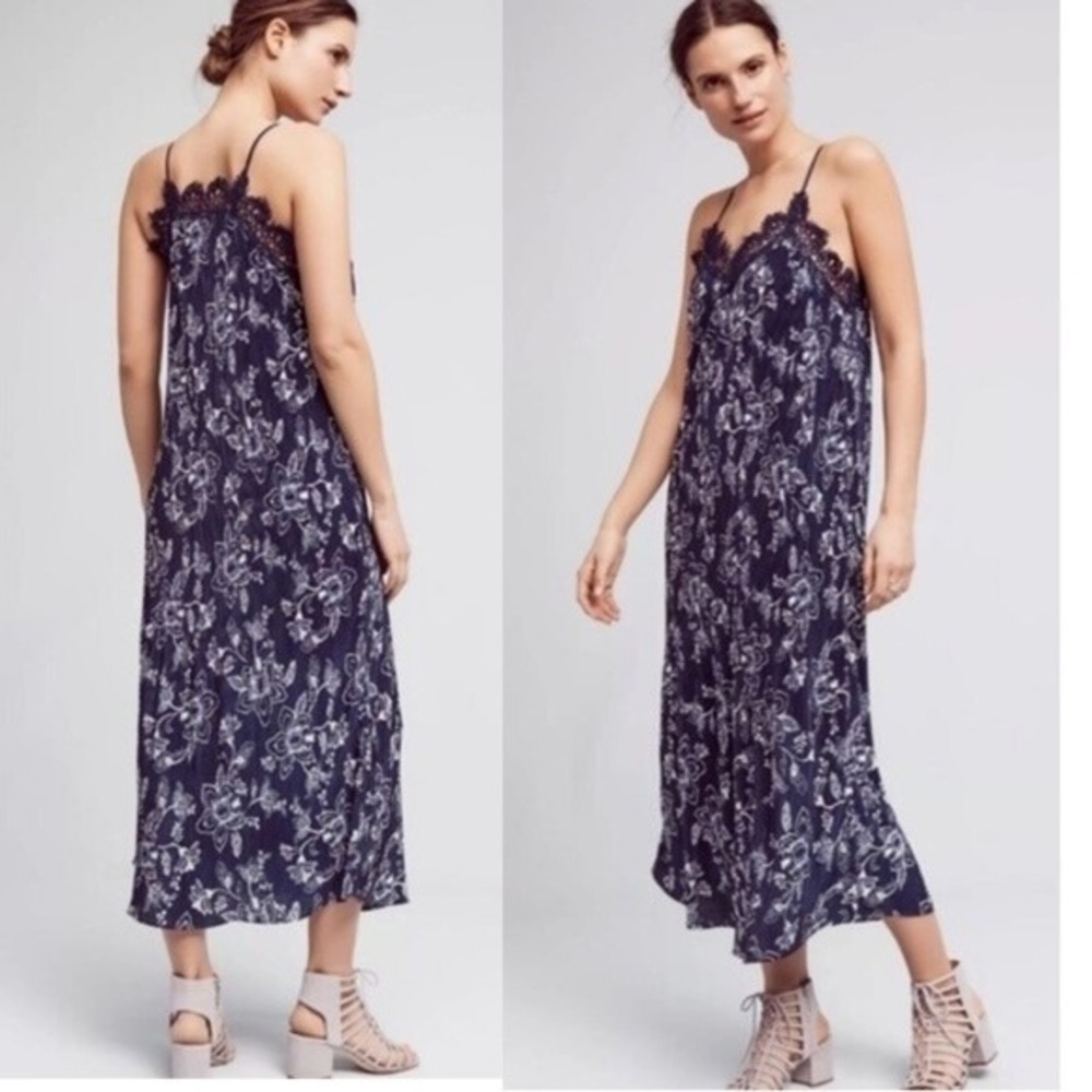 NWT $148 Anthropologie MARSILEA SLIP DRESS by Moon River Maxi Midi Lace MEDIUM